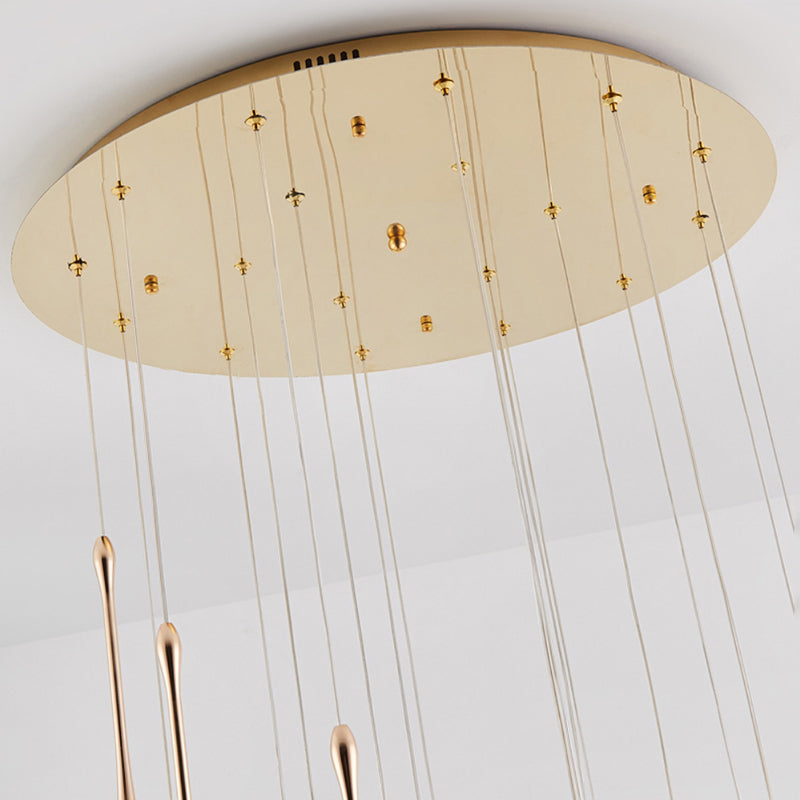 Crystal Rain Shaped Suspension Light Modern Gold LED Pendant Light for Duplex House