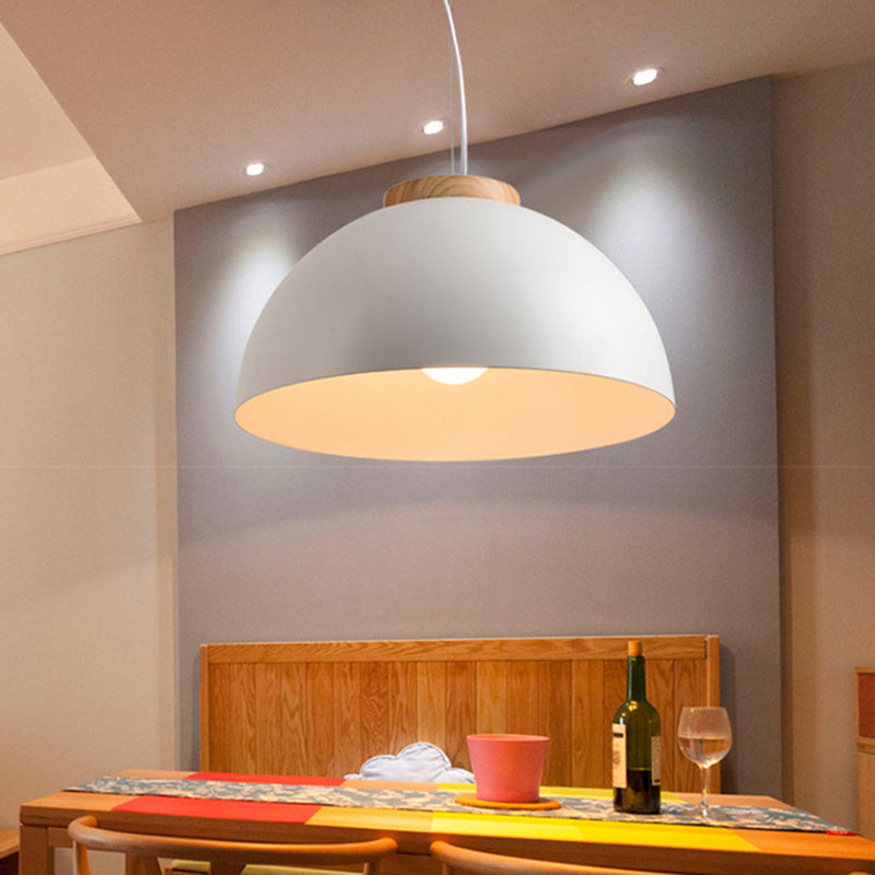 Koepelmetaal hanger verlichting Noordse 1-licht witte plafond ophanging lamp voor restaurant