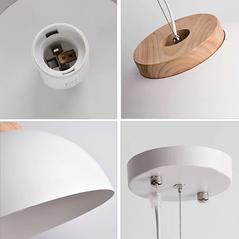 Koepelmetaal hanger verlichting Noordse 1-licht witte plafond ophanging lamp voor restaurant