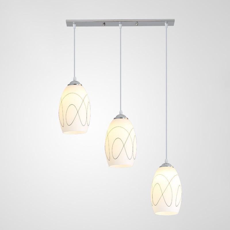 Witglas schaduw 3 lichten hanglampverlichting moderne chroom afwerking plafondarmatuur voor eetkamer