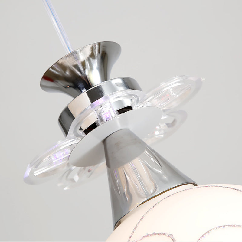 Witglas schaduw 3 lichten hanglampverlichting moderne chroom afwerking plafondarmatuur voor eetkamer