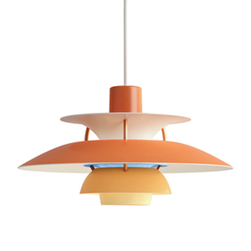 Multilayer Pendant Light Fixture Macaron Aluminum 1-Light Living Room Hanging Light