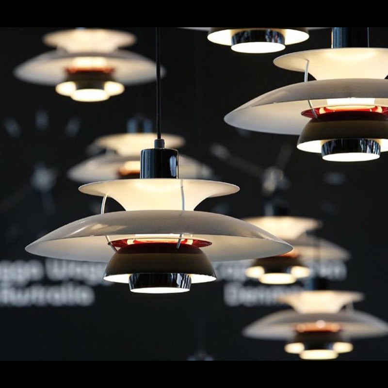 Multilayer Pendant Light Fixture Macaron Aluminum 1-Light Living Room Hanging Light