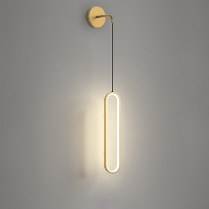 Modern Minimalist Style Oval Wall Mounted Light Fixture Metal 1 Light Wall Sconce Lighting for Bedroom