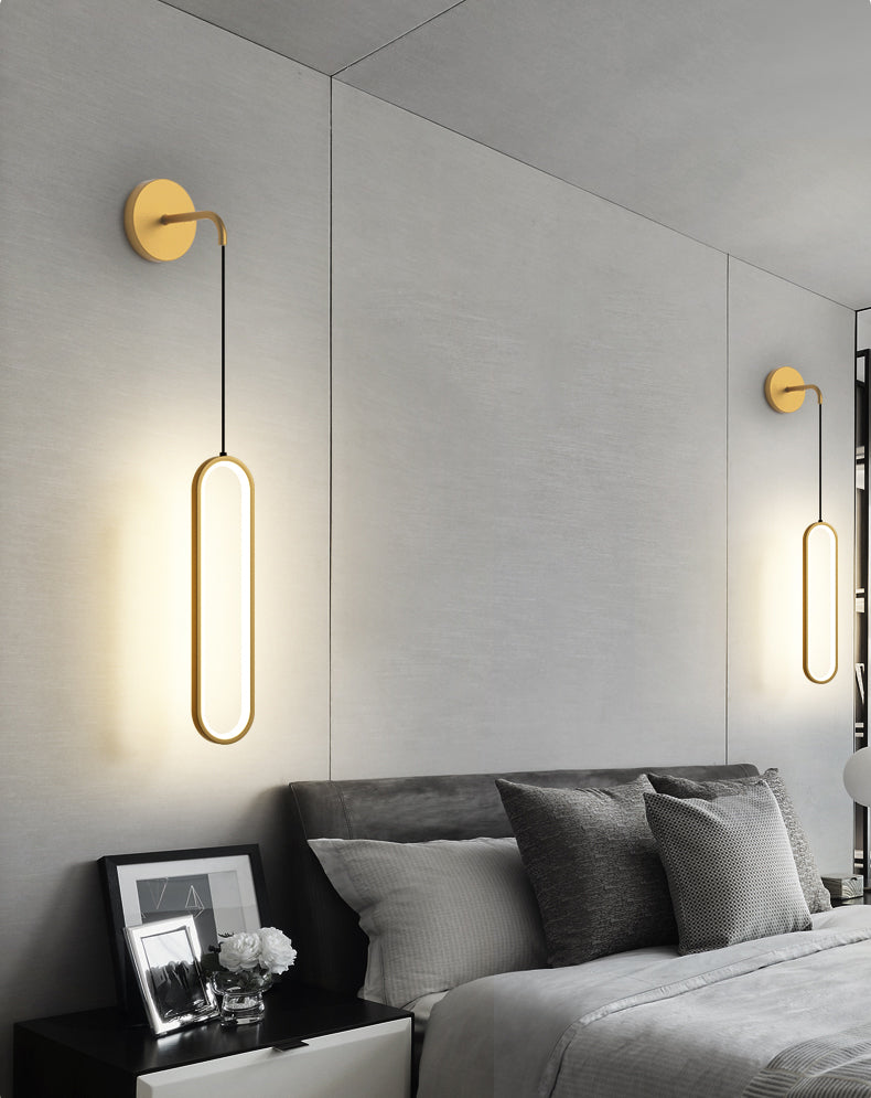 Modern Minimalist Style Oval Wall Mounted Light Fixture Metal 1 Light Wall Sconce Lighting for Bedroom