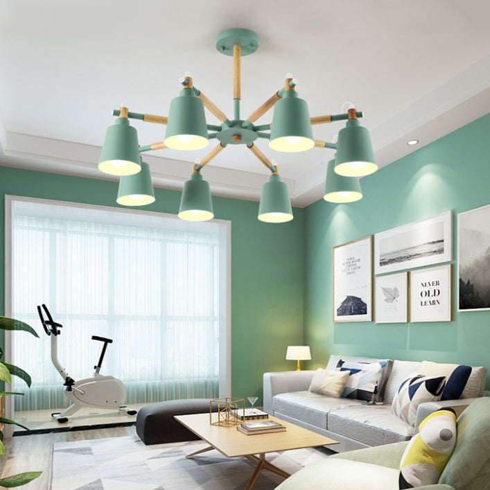 Wrought Iron Sputnik Pendant Light in Modern Simplicity Macaron Ceiling Light for Living Room