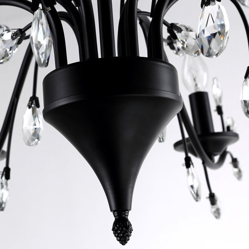 Black Tree Branch Shaped Hanging Light Vintage Crystal Living Room Ceiling Chandelier