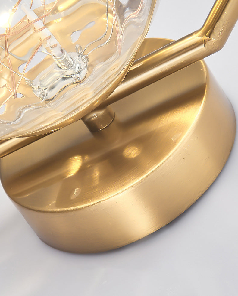 Transparent Globe Glass Bedside Lamp Nordic Style LED Lights String Stairs Sconce Light with Metal Fixed Arm