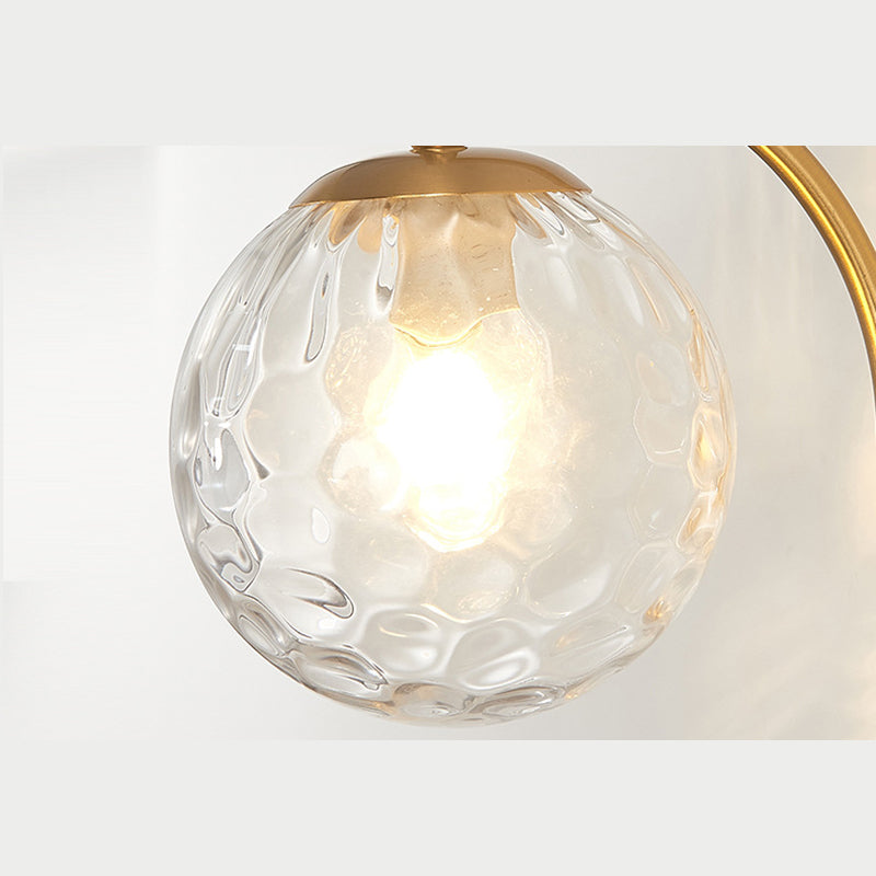 Luce da parete globo in vetro a 1 luce Nordic Luce da letto 7,5 "H Apparecchio di illuminazione con braccio in metallo ad arco