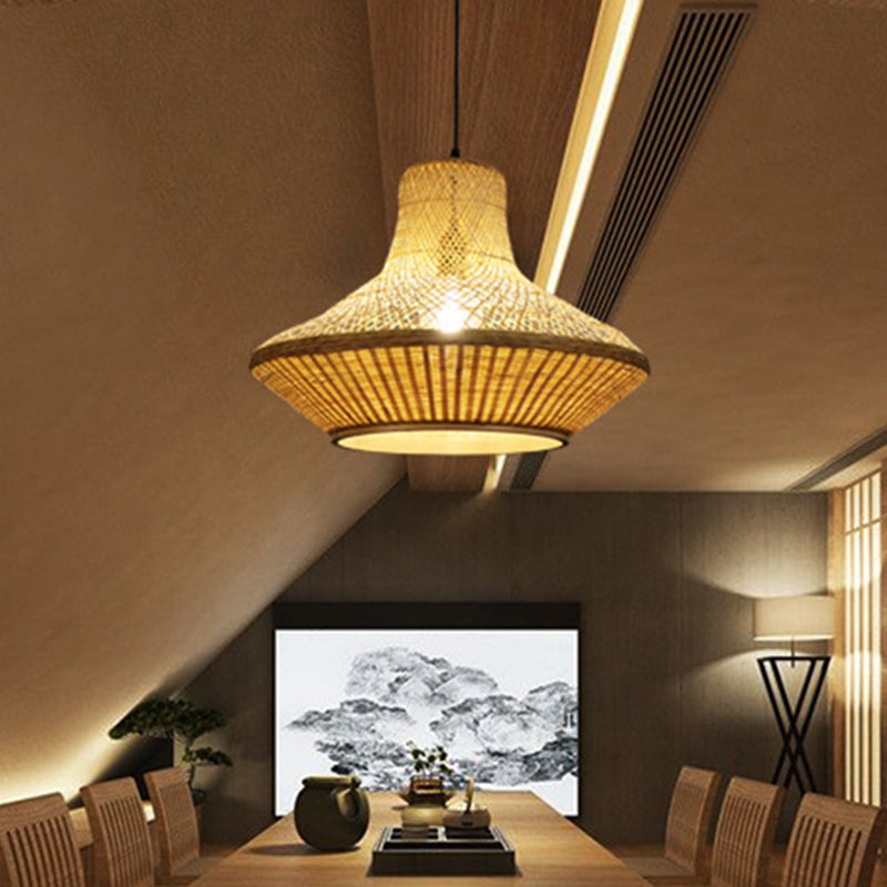 1 comedor ligero kit de luz colgante beige simple iluminación con tono de bambú de linterna