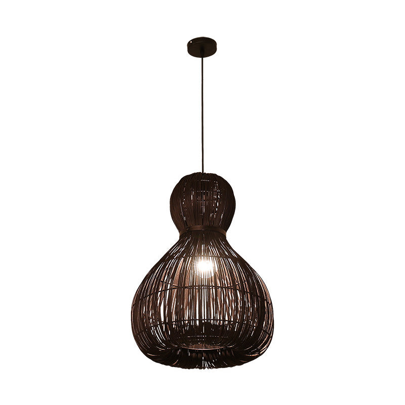 Lámpara colgante de techo cónica de 8 "/12"/16 "de ancho bambú sencillo 1 lámpara colgante de café ligero para interiores