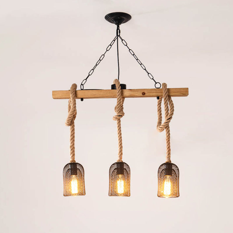 Industrial Linear Island Lighting Chandelier Lighting Hanging Mesh Lamp for Dining Room