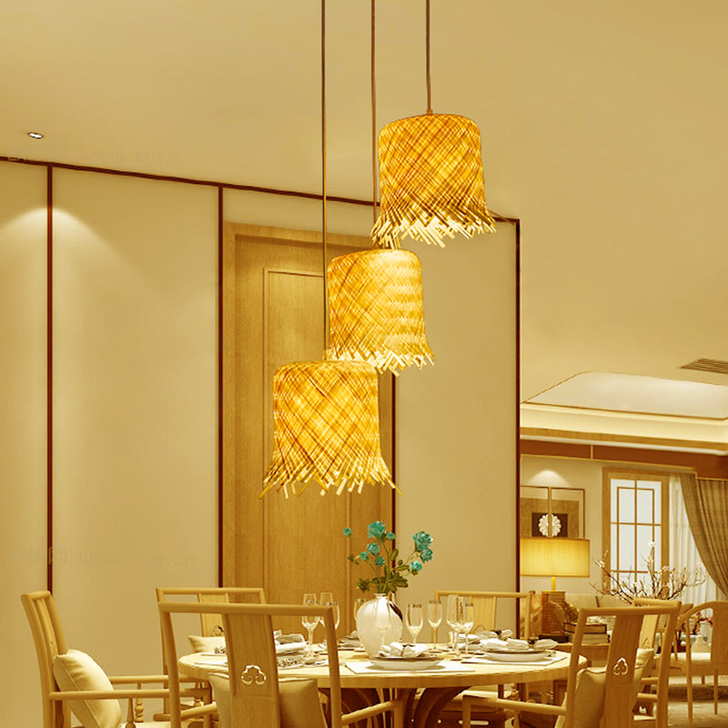 Asia Fringe Fringe Pendant Lighting Aymat Bamboo 1 Light Kitchen Hanging Lamp Kit en beige