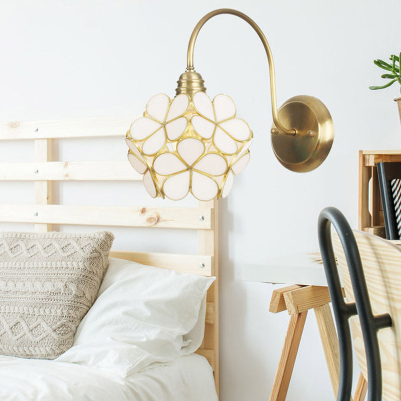 Bloemachtige wandverlichting Minimalistisch metaal 1 Lichte woonkamer SCONCE LIMMUTER MET WIT/ROZE/BLAUWE GLASS TADHE