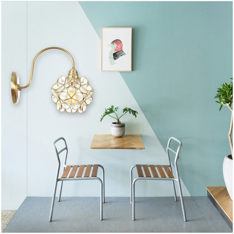 Bloemachtige wandverlichting Minimalistisch metaal 1 Lichte woonkamer SCONCE LIMMUTER MET WIT/ROZE/BLAUWE GLASS TADHE