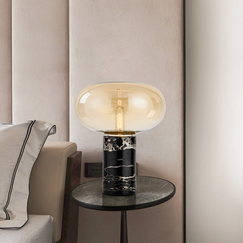 9������/12,5��� Brede zwarte ovale bureaulamp eigentijds 1 licht amber/rookgrijs glas taakverlichting