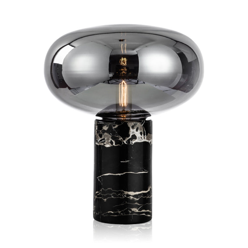 9������/12,5��� Brede zwarte ovale bureaulamp eigentijds 1 licht amber/rookgrijs glas taakverlichting