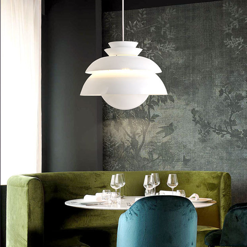 Wide Flare Hanging Lighting Modern Metal 1 Bulb White Ceiling Pendant Light for Dining Room