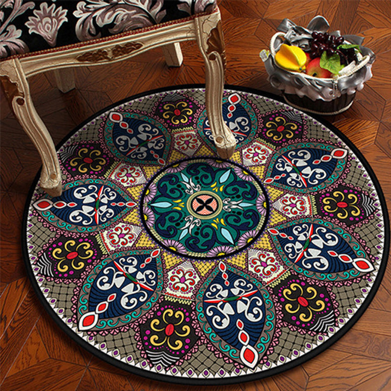 Couleur rond marocain Concentrique Tapis Polyester Classic Carpet non glisser le tapis intérieur pour le salon