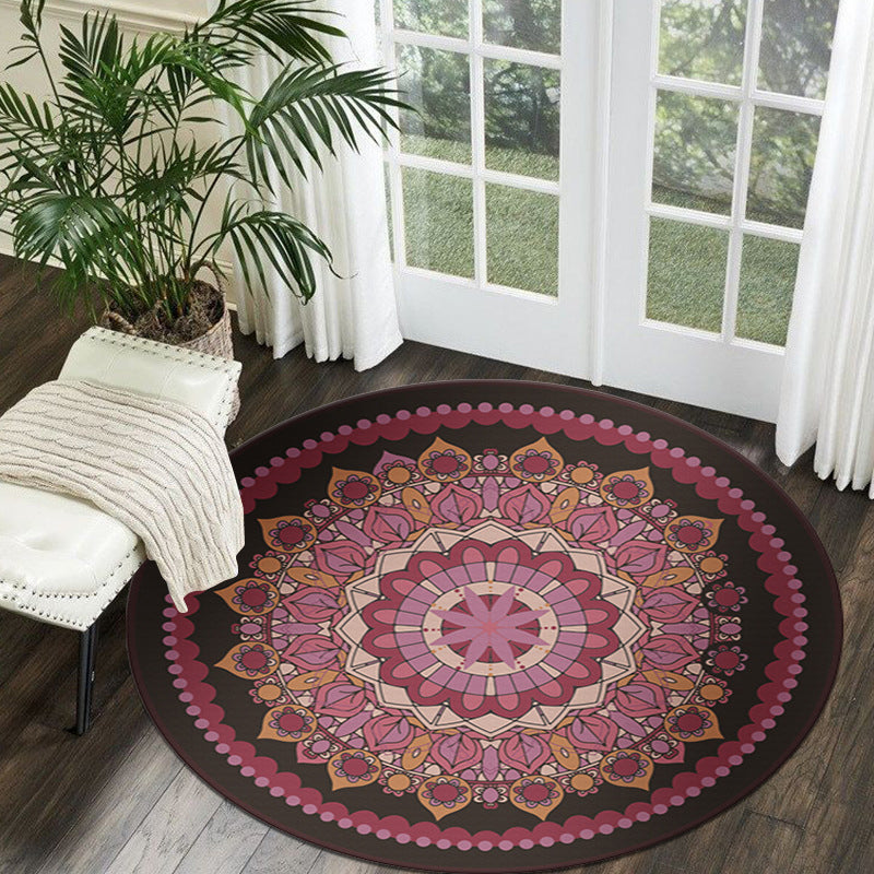 Couleur rond traditionnel tapis intérieur polyester marocain fleurie octogonale tapis de support sans glissement pour le salon