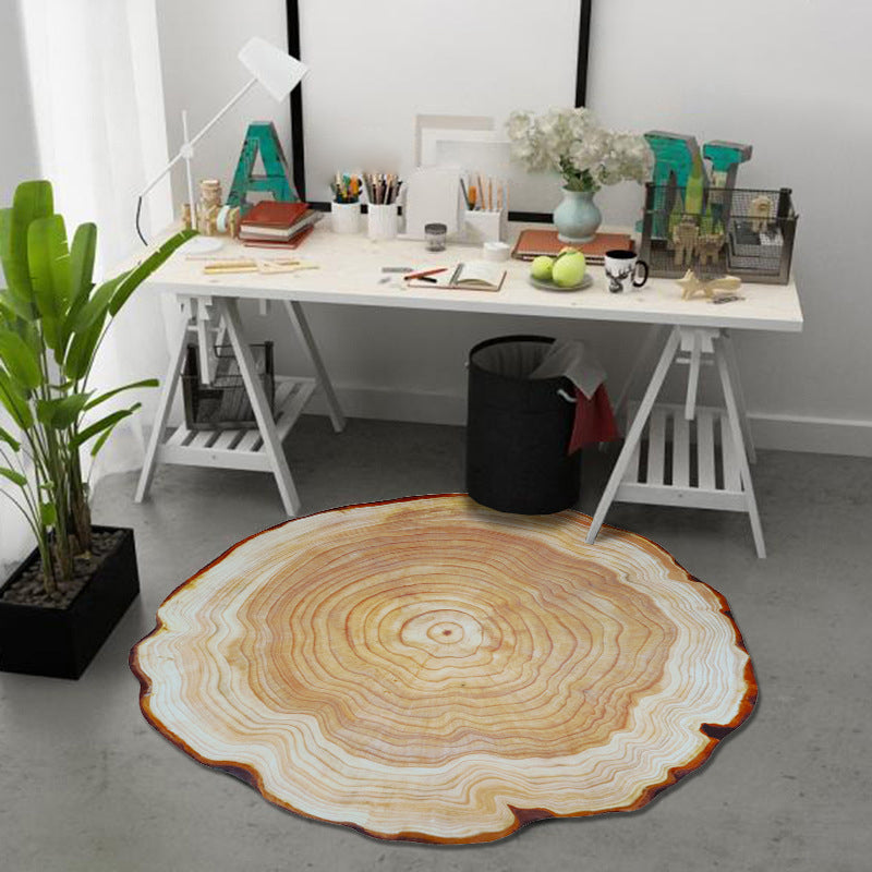 Creative Indoor Rug Polyester 3D Tree Rings Carpet Washable Rug for Living Room