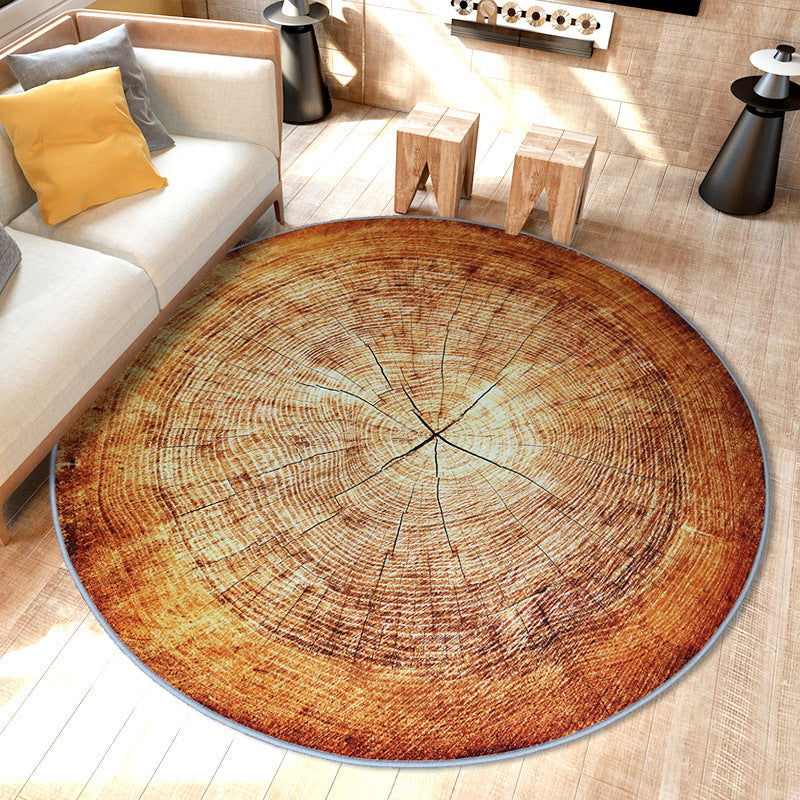 Creative Indoor Rug Polyester 3D Tree Rings Carpet Washable Rug for Living Room