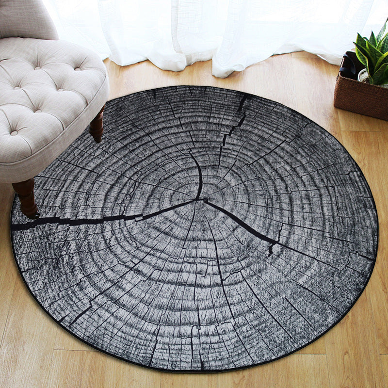 Creative Indoor Rug Polyester 3D Tree Rings Carpet Washable Rug for Living Room