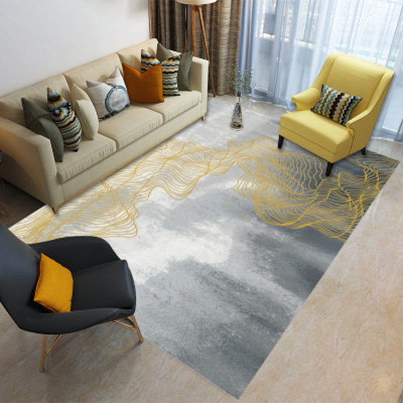 Contemporary Indoor Rug Polyester Abstract Printing Rug Washable Carpet for Living Room