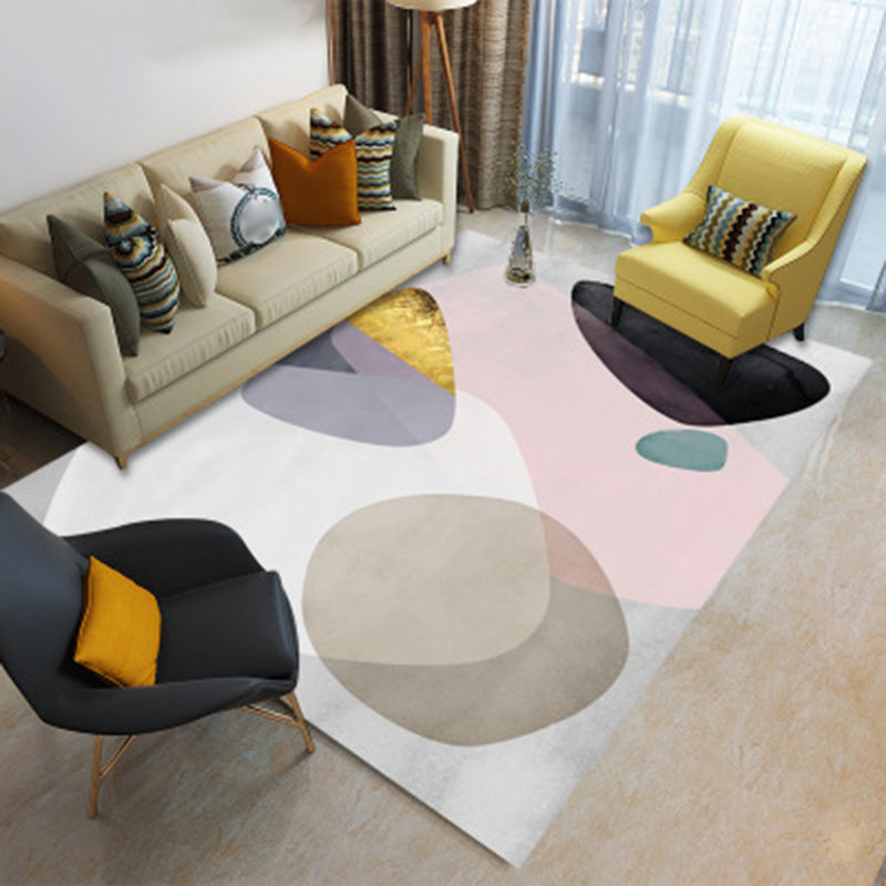 Contemporary Indoor Rug Polyester Abstract Printing Rug Washable Carpet for Living Room