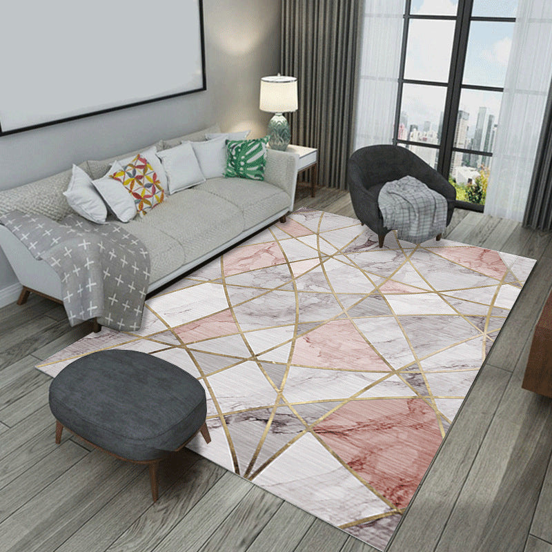 Abstract Printing Area Rug Polyester Modern Rug Non-Slip Backing Carpet for Living Room