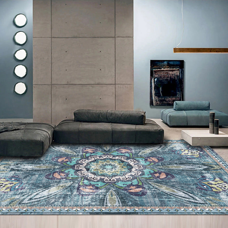 Soft Red Classic Carpet Polyester Moroccan Pattern Indoor Rug Washable Rug for Bedroom