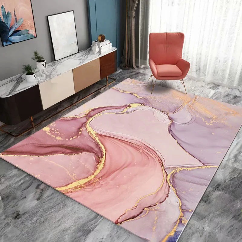 Abstract Area Rug Polyester Watercolor Indoor Rug Washable Carpet for Living Room