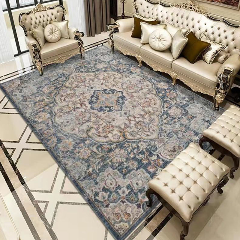 Retro Moroccan Print Area Carpet Red Tone Polyester Rug Washable Carpet for Home Decoration
