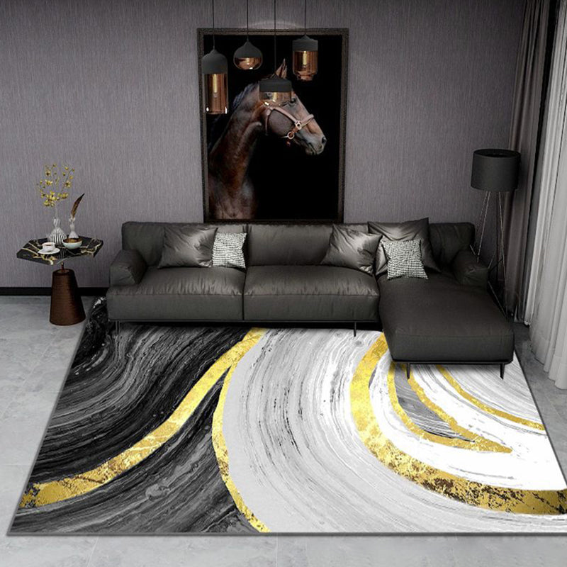 Living Room Indoor Rug Abstract Printing Area Carpet Polyester Non-Slip Backing Carpet