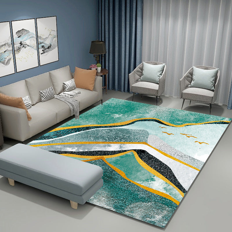 Living Room Indoor Rug Abstract Printing Area Carpet Polyester Non-Slip Backing Carpet