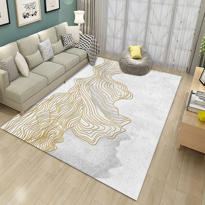 Contemporary Style Rug Polyester Abstract Printing Carpet Washable Rug for Living Room