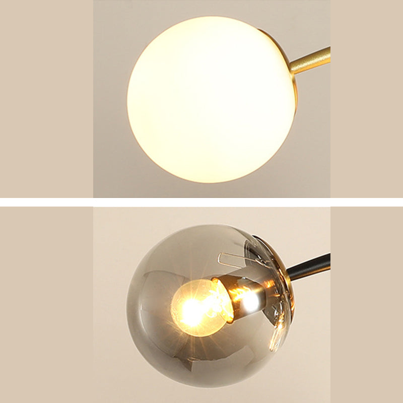 Wrought Iron Island Pendant Light in Modern Luxury Style Glass Sputnik Ceiling Light with Resin Bird Decoration