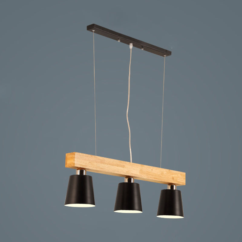 Wooden Linear Pendant Light in Modern Creative Style Wrought Iron Ceiling Light for Coffee Shop