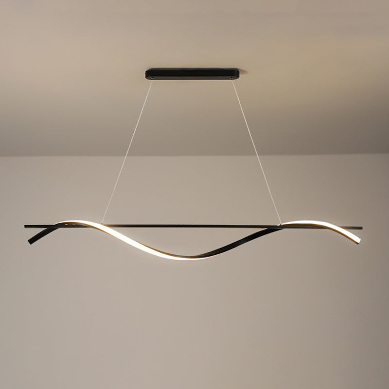 Lacquered Iron LED Island Light in Modern Concise Style Acrylic Linear Pendant Light for Dining Room
