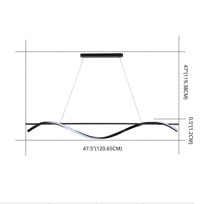 Lacquered Iron LED Island Light in Modern Concise Style Acrylic Linear Pendant Light for Dining Room