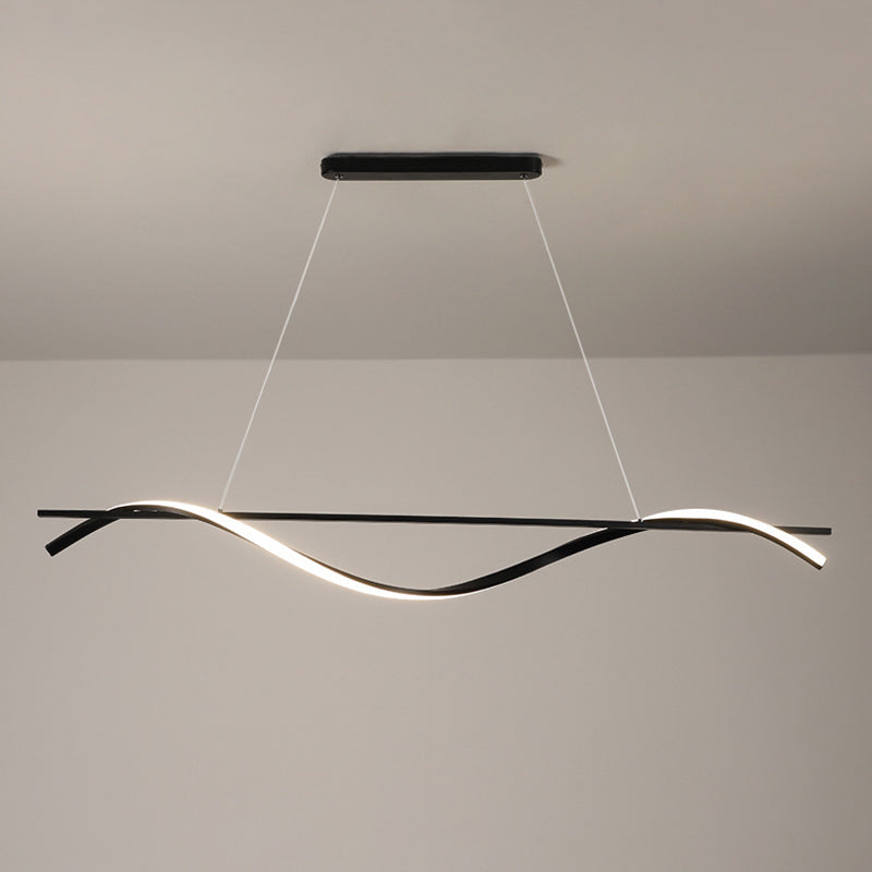 Lacquered Iron LED Island Light in Modern Concise Style Acrylic Linear Pendant Light for Dining Room