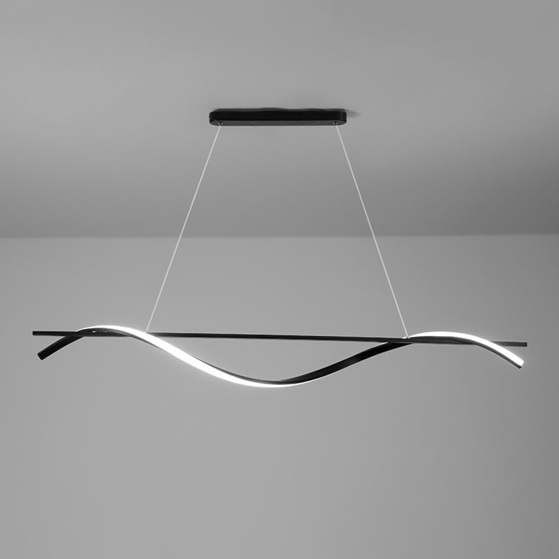 Lacquered Iron LED Island Light in Modern Concise Style Acrylic Linear Pendant Light for Dining Room