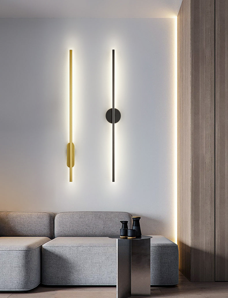 Modern Minimalist Linear Wall Mounted Light Fixture Silica Gel Wall Lighting Ideas In Gold Finish
