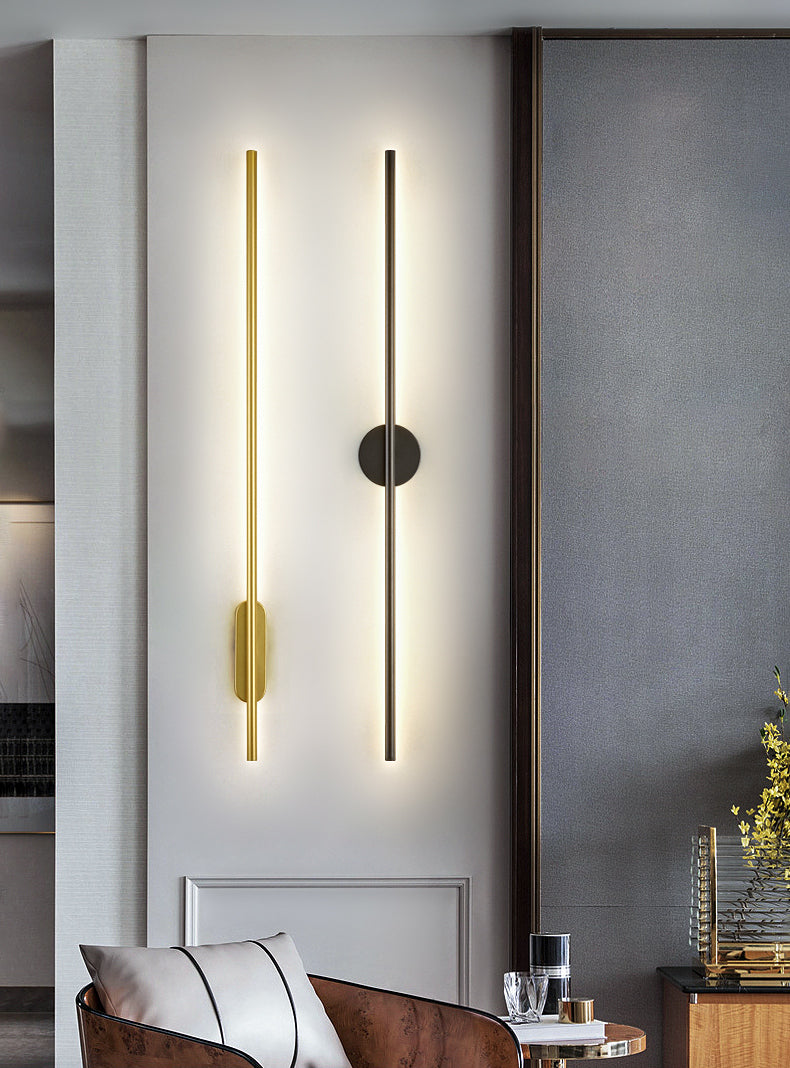 Modern Minimalist Linear Wall Mounted Light Fixture Silica Gel Wall Lighting Ideas In Gold Finish