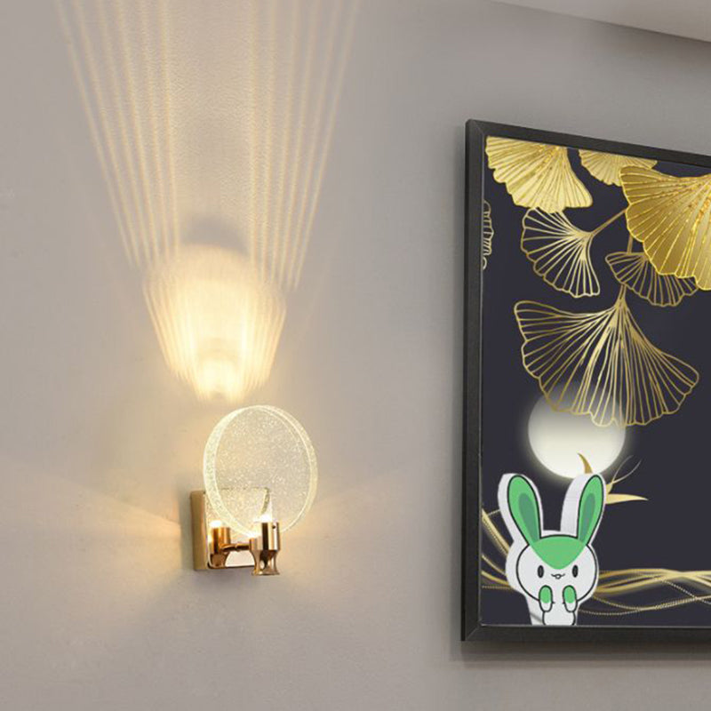 Moderne minimalistische stijl cirkelvormige wand gemonteerd verlichtingskristal 1 lichte sconce verlichtingsarmatuur voor slaapkamer