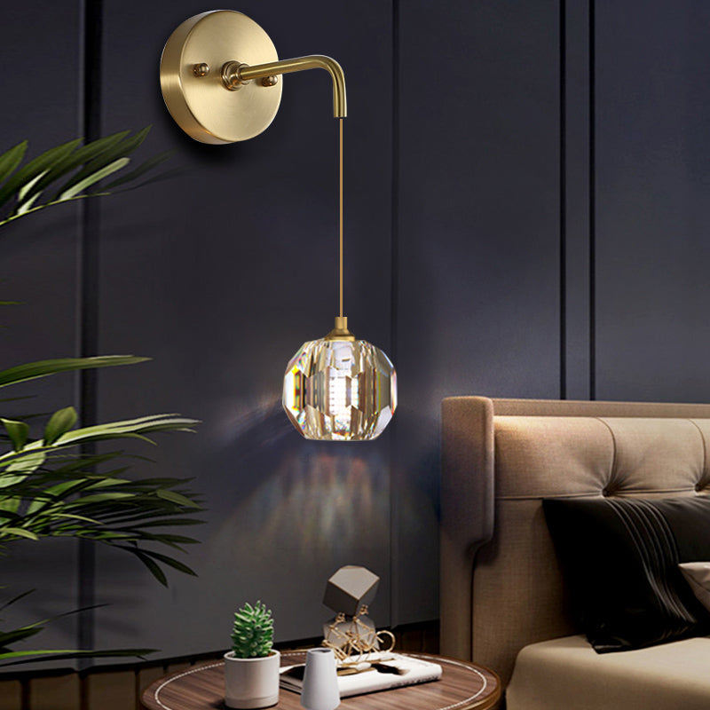 Light Modern Luxury Style Wall Mounted Light Fixture 1 Light Wall Light Sconces with Crystal Shade