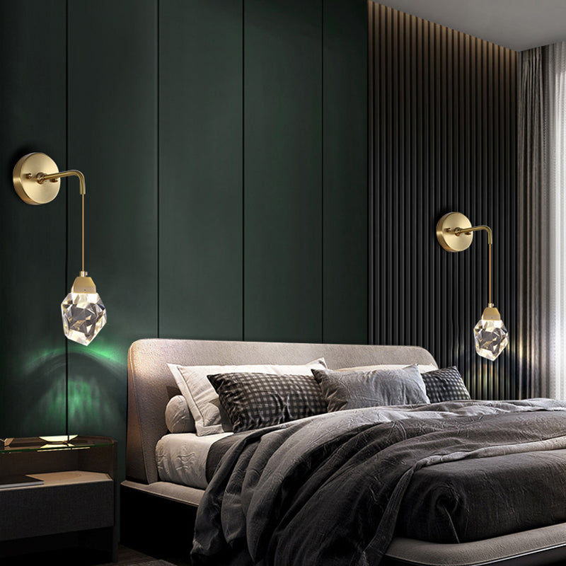 Light Modern Luxury Style Wall Mounted Light Fixture 1 Light Wall Light Sconces with Crystal Shade