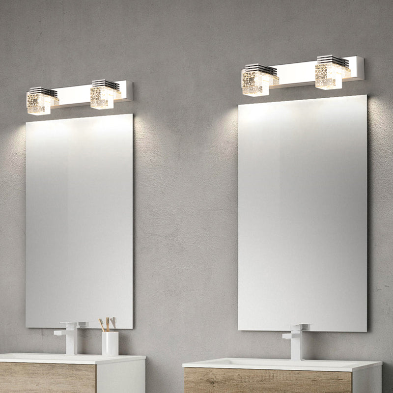 Modern Minimalist Style Cubic Vanity Wall Light Fixtures Crystal Vanity Mirror Lights for Bathroom