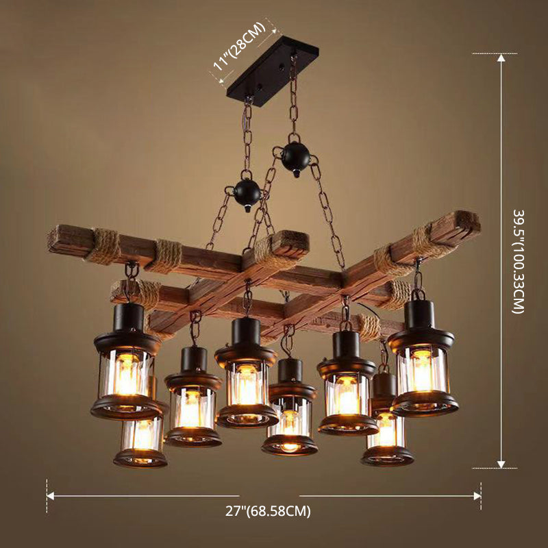 Candelera de sputnik de 8 luces en luz de madera de estilo industrial de estilo vintage para cafetería