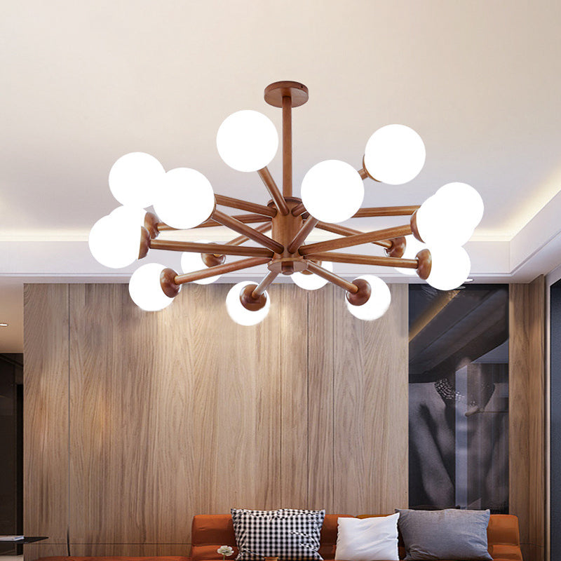 Luce a sospensione Sputnik Color Sputnik in moderna luce del soffitto in legno in stile creativo con tonalità di vetro opale